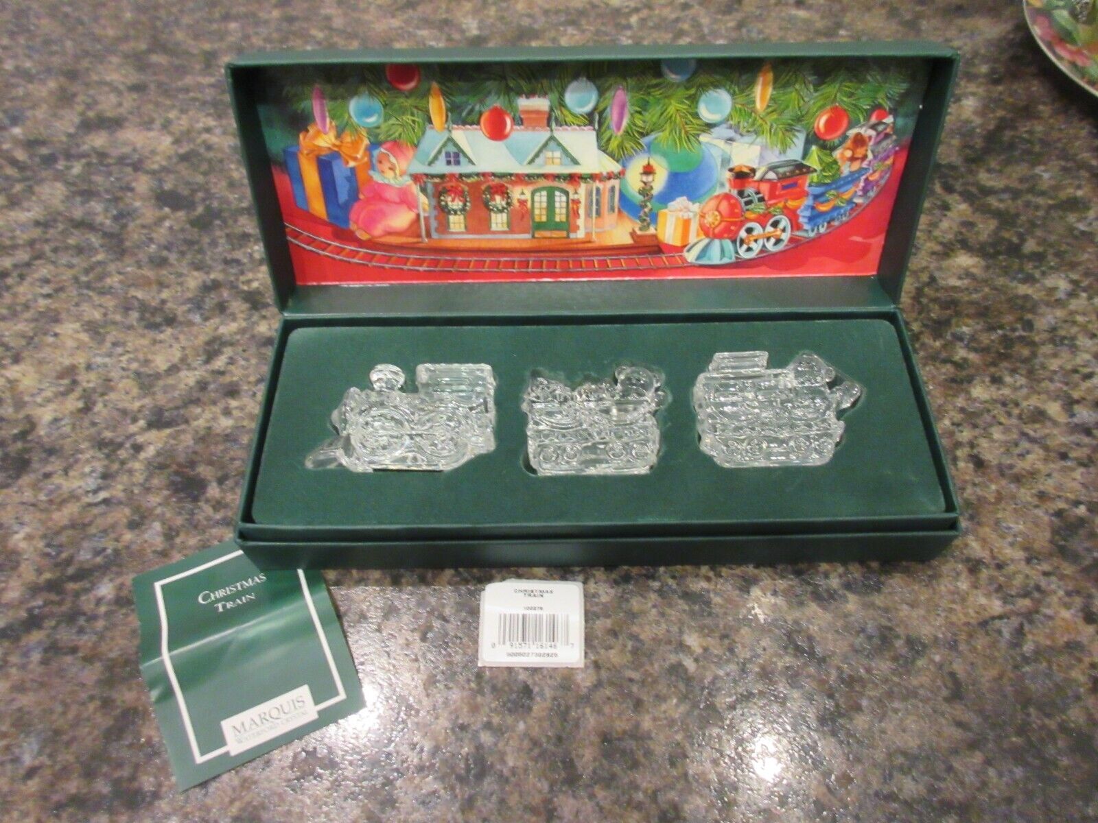 Waterford Marquis The Christmas Train NEW 3 Piece Set Retired Boxed