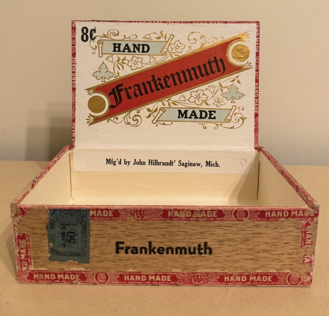 Antique Frankenmuth Cigar Box Michigan Advertising Tobacco Saginaw RARE