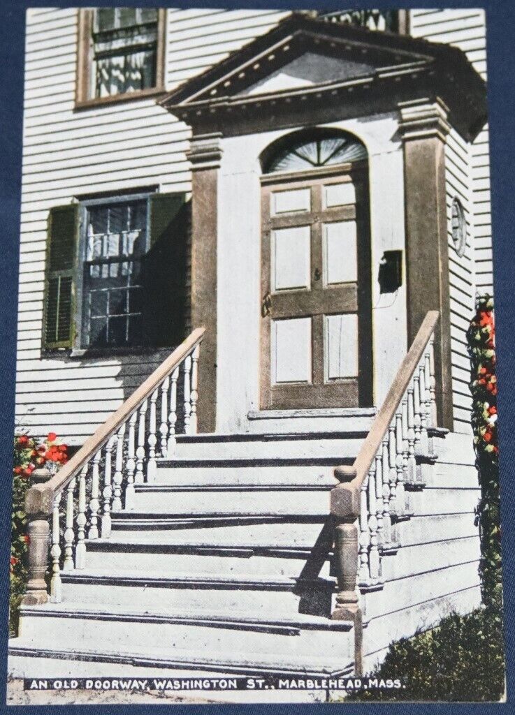 An Old Doorway, Washington St., Marblehead, MA Postcard 