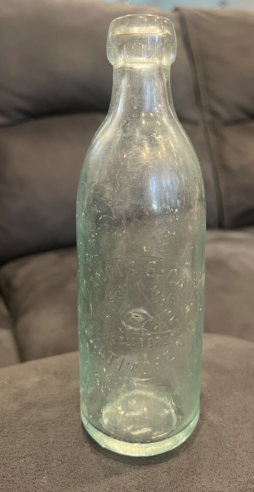 Antique Francis B Cary Blob Top Hutch Bottle Blue Baltimore MD