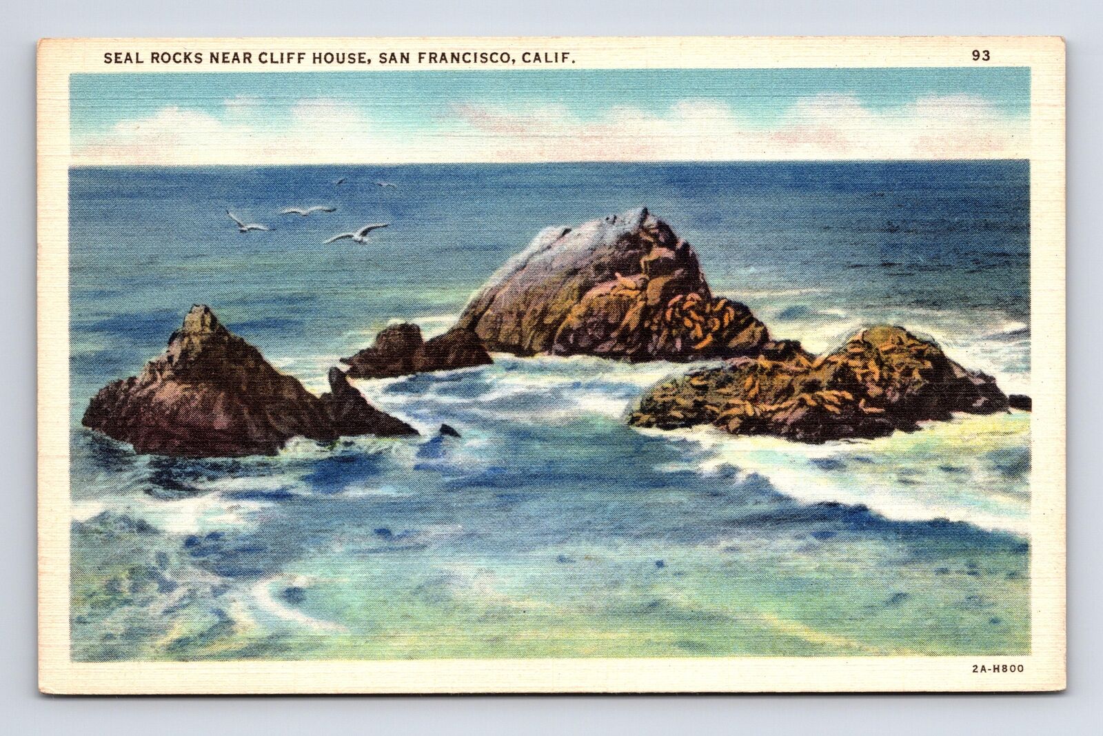 c1932 Seal Rocks Near Cliff House San Francisco California CA Linen Postcard