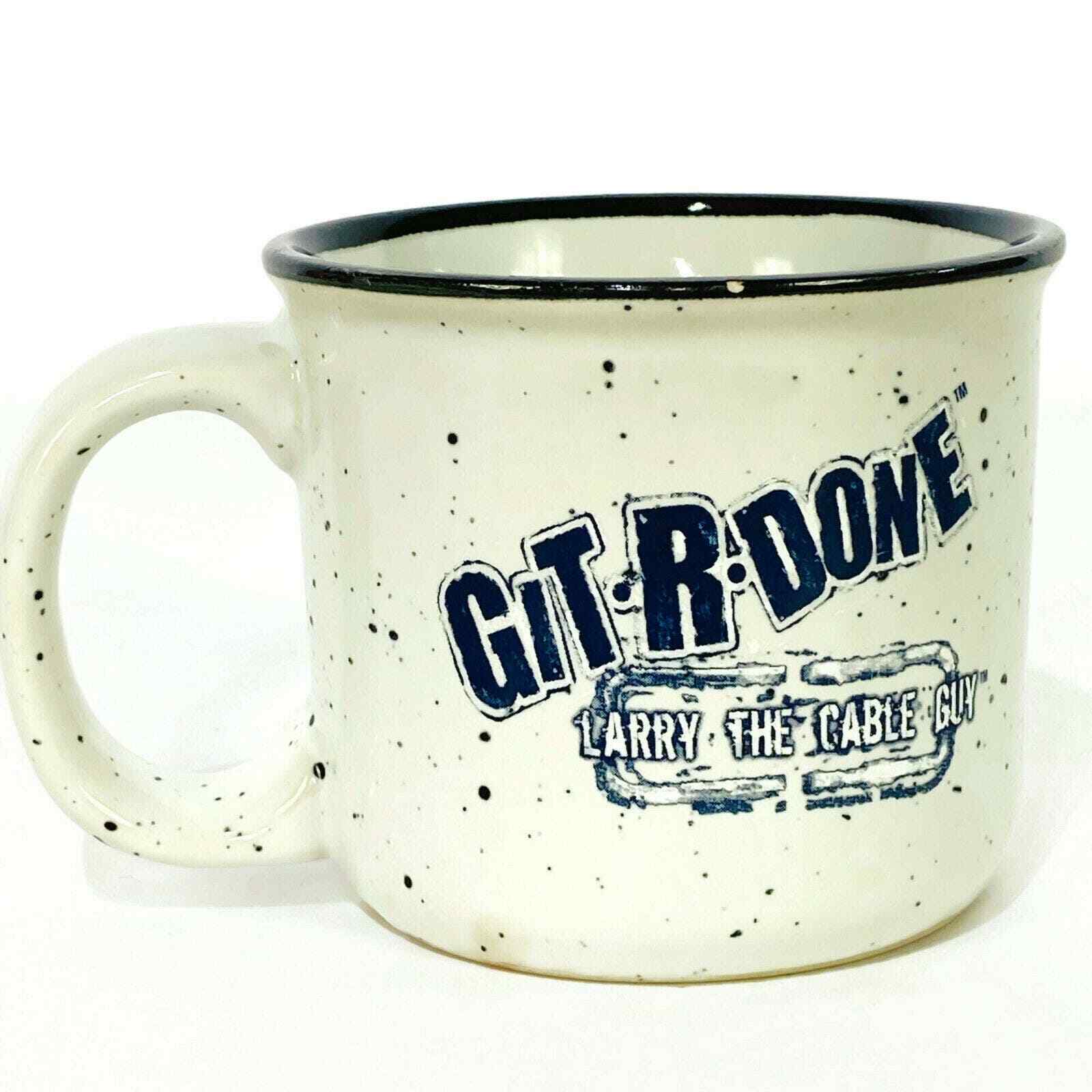 Larry the Cable Guy Git-R-Done Coffee Mug Off White and Blue 4x3.5 16 oz