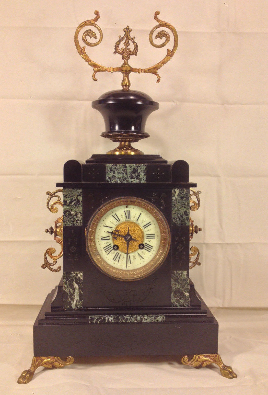 Antique Japes Freres Mantel Clock with Urn Topper Runs & Strikes  France