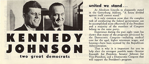 Official 1960 Kennedy Johnson DEMOCRATS CARE Campaign Handbill (1490)