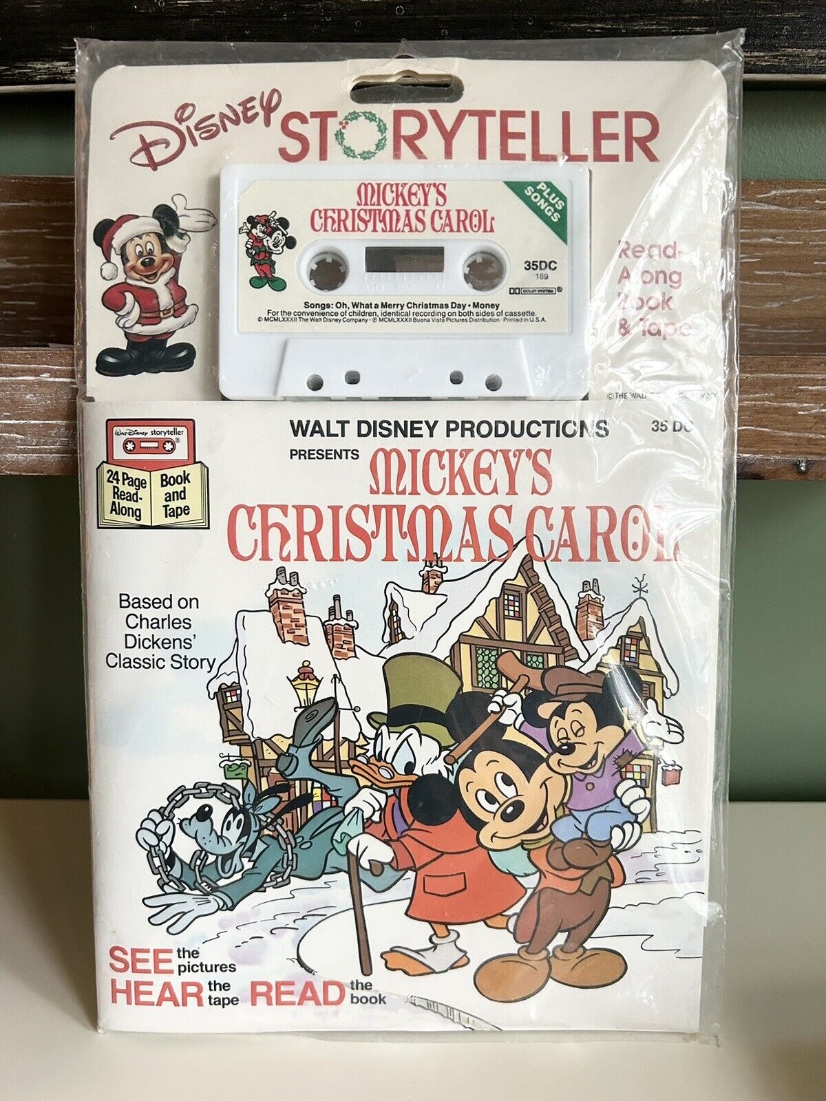 1982 Disney Storyteller Mickey’s Christmas Carol Book & Cassette Tape NEW Sealed