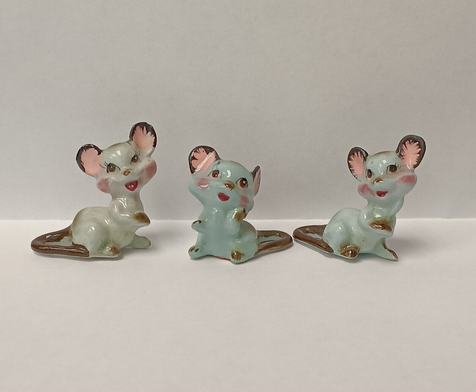 Trio of Tiny Grey Mice  Figurines