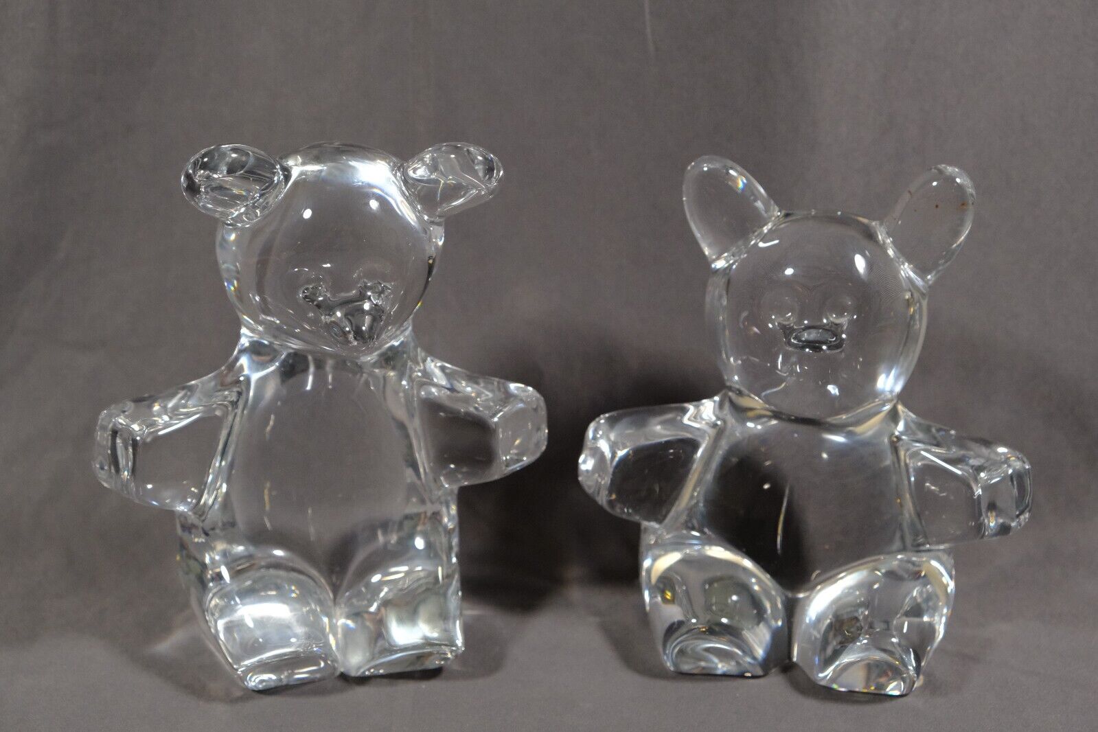 2 x Daum France Crystal Glass Teddy Bear Figurine or Paperweight