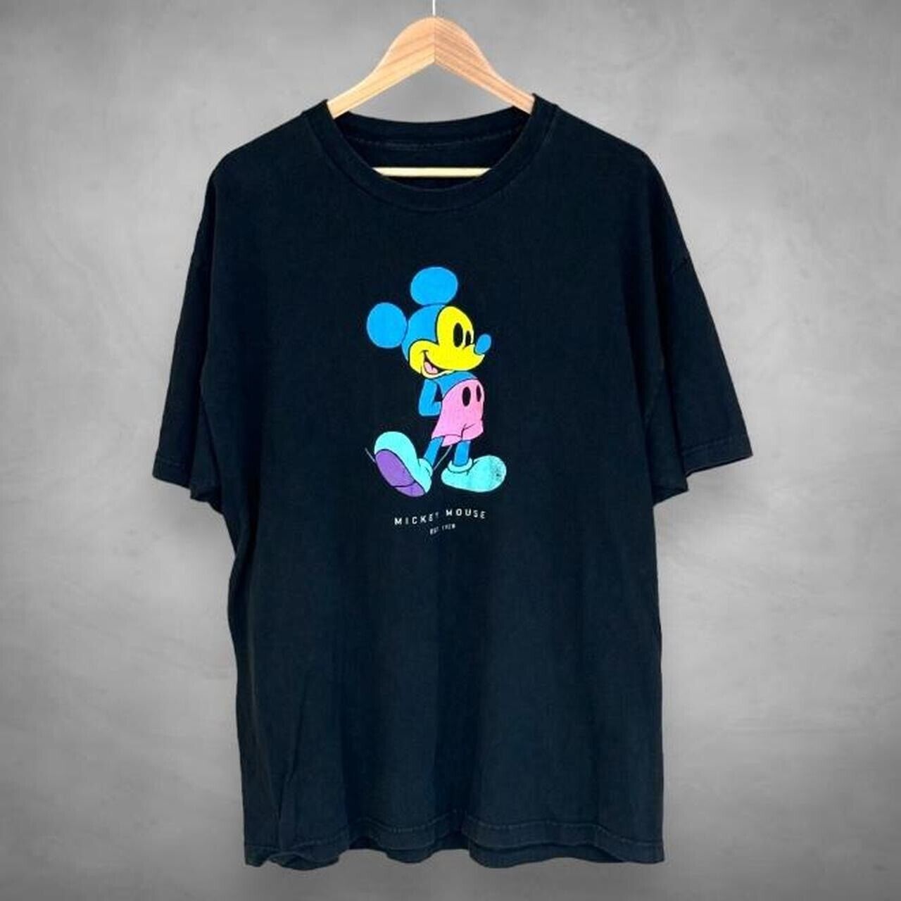 Disney Mickey Mouse T-shirt Mens XL Black Neon