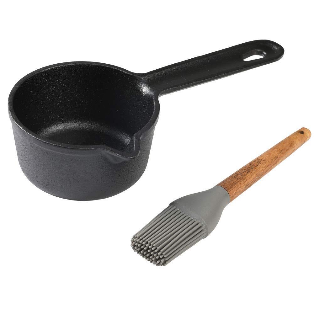 HAWOK 3.9inch Cast Iron Melting Pot Sauce Pan with Brush,8.8 oz