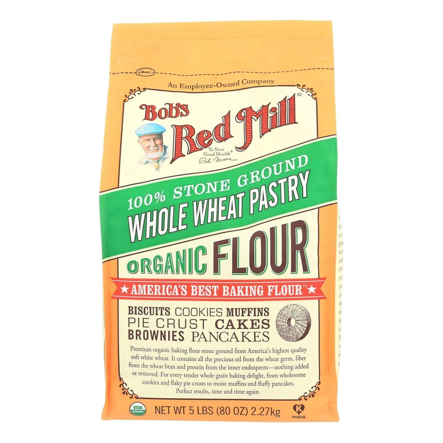 Flour, Organic Whole Wheat Pastry, 5-pounds (Pack of4)