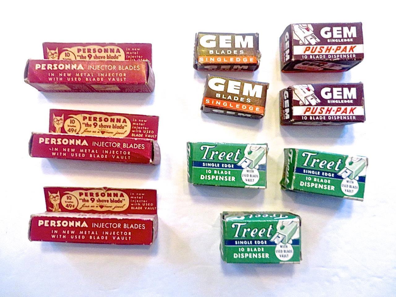 10 Empty Old Razor Blade Box Country Store Lot Gem, Treet & Personna