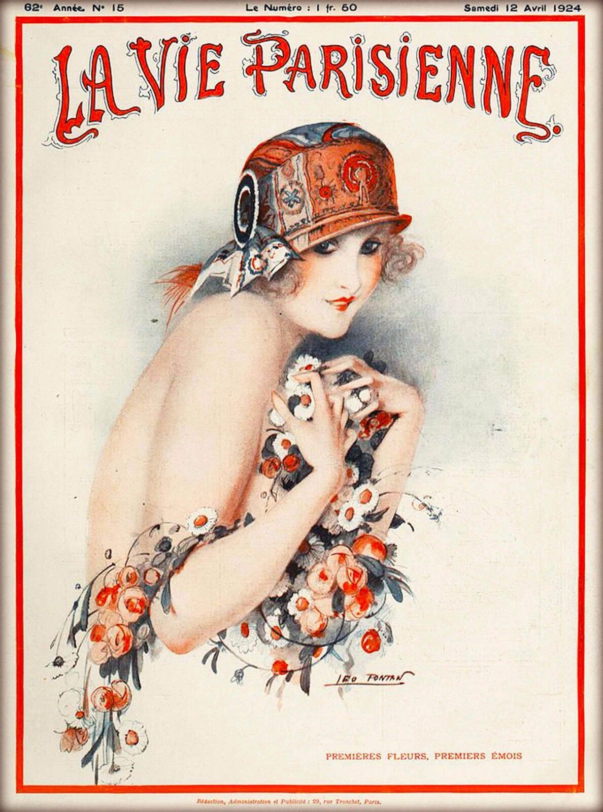 1924 La Vie Parisienne Premieres Fleurs France Travel Advertisement Poster