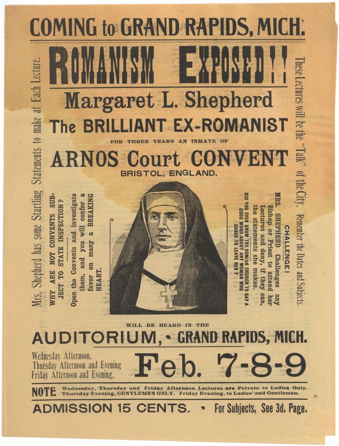 Anti-Catholic Brochure - Grand Rapids, Michigan - circa 1890's Americana - With 