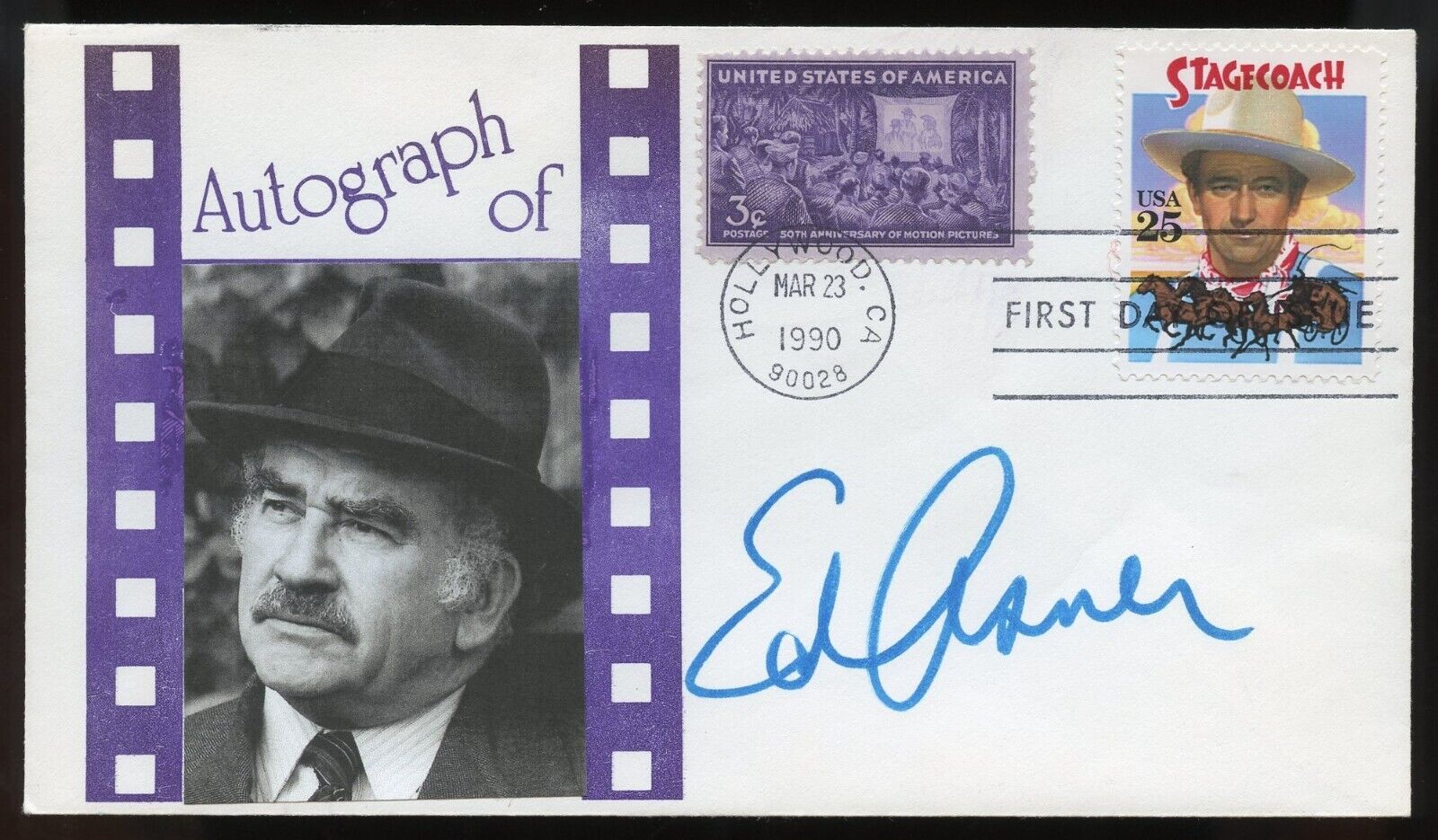 Edward Ed Asner signed autograph Actor: Mary Tyler Moore Postal Cover FDC BAS