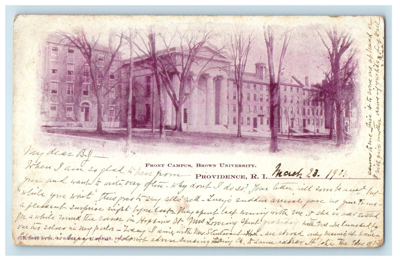 1901 Front Campus Brown University Providence RI Sewickley PA PMC Postcard