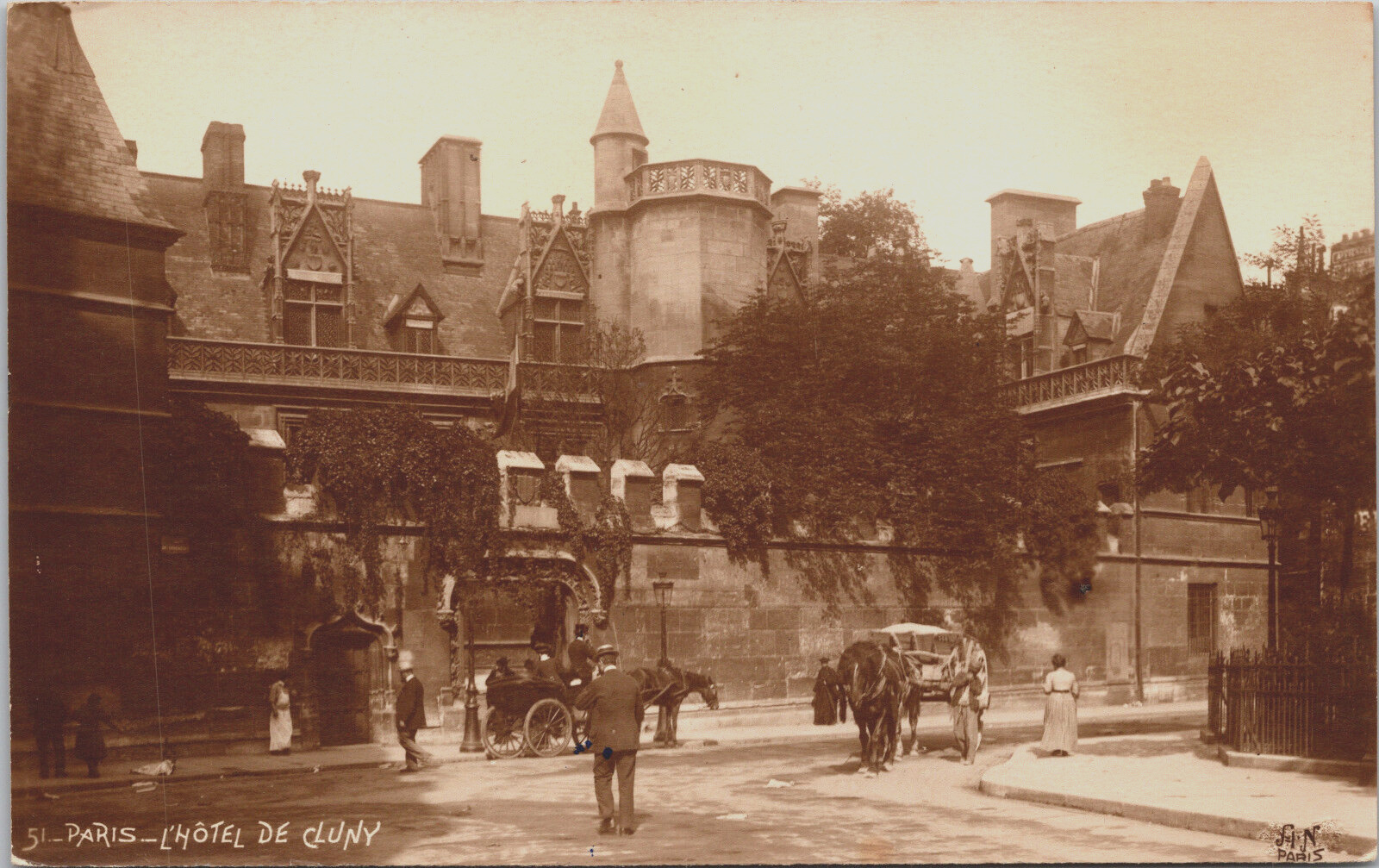 Hotel De Cluny Paris France RPPC Postcard Vintage