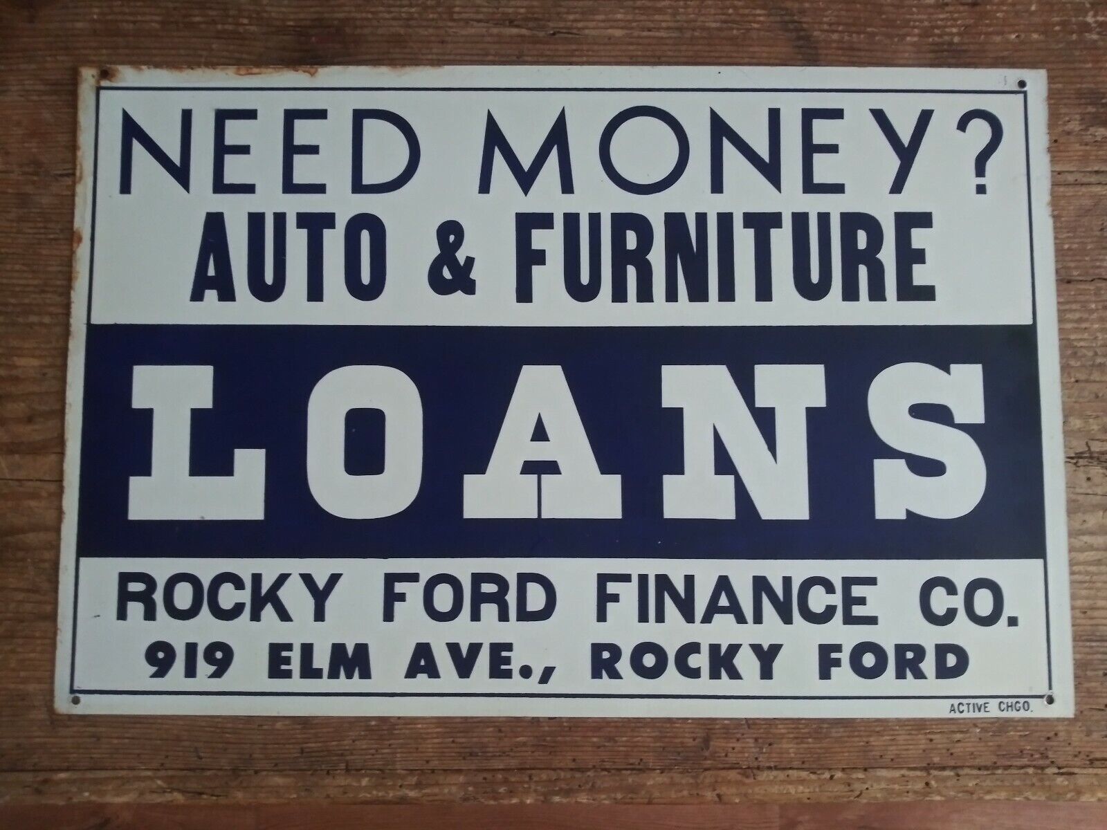 Original  tin tacker Auto & Furniture LOANS Metal Sign USA