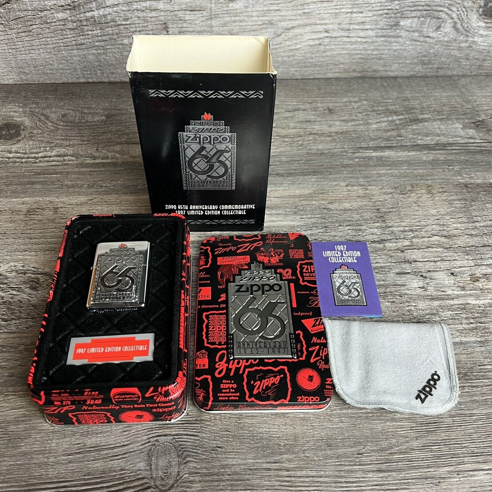 1997 ZIPPO 65th Anniversary Limited Edition Lighter In Case NEW