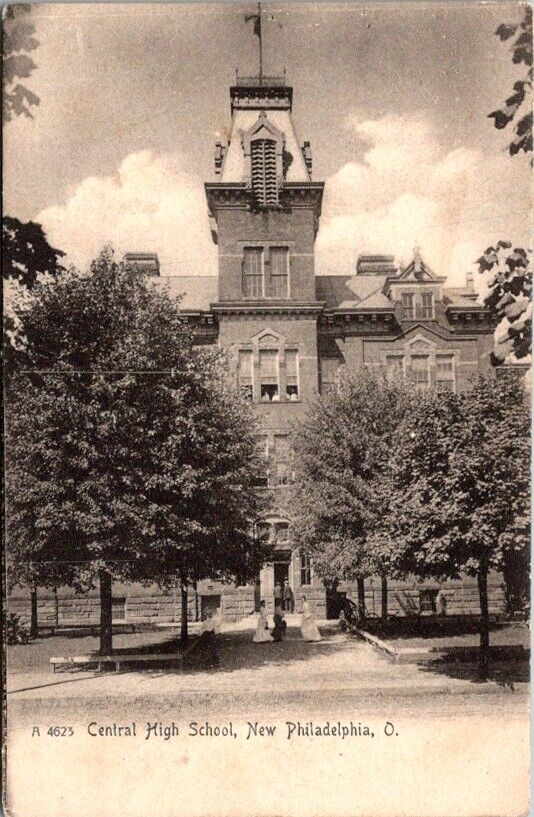 Vintage Postcard Central High School New Philadelphia Ohio OH c.1901-1907   W239