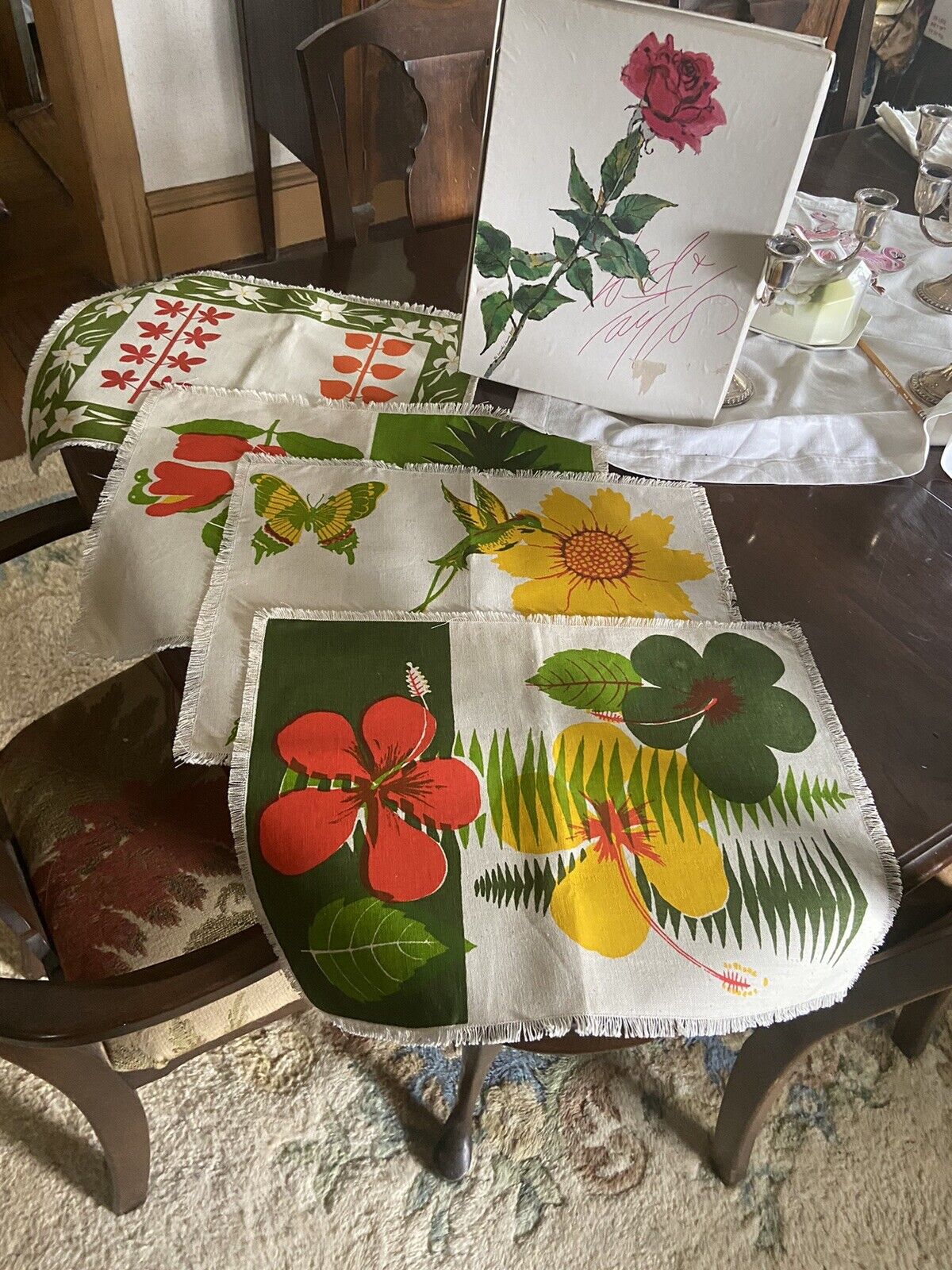 MCM Style Vintage Silk Screened Placemats