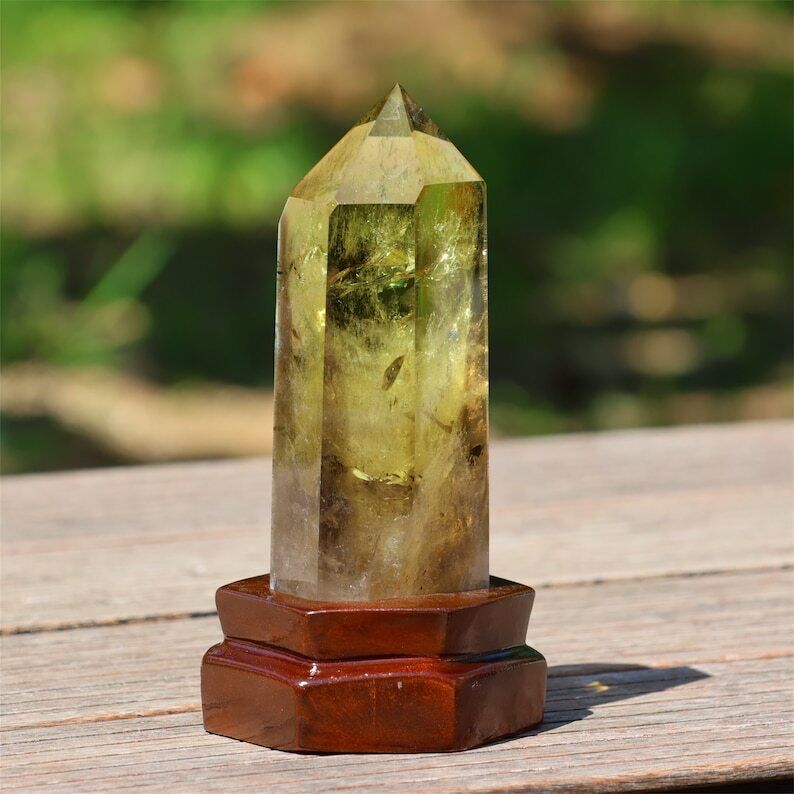 1.69LB Top Natural Citrine Obelisk Crystal Specimen Reiki Crystal Wand point