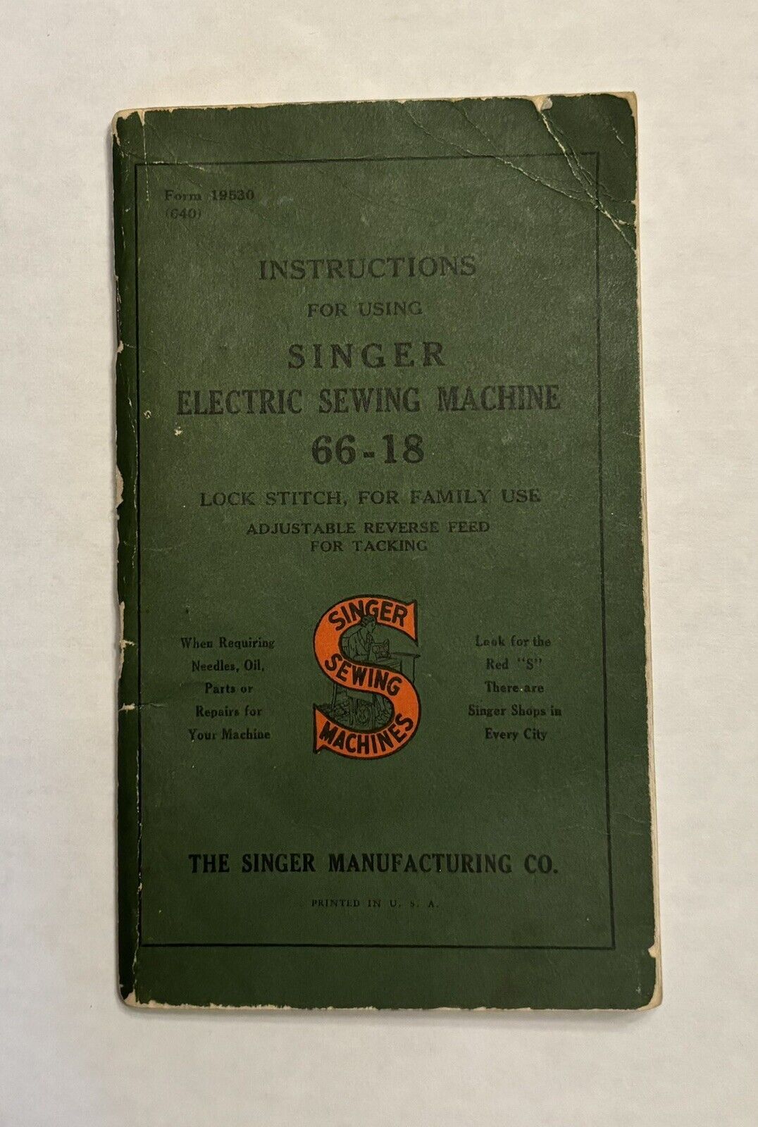 SINGER Sewing Machine 66-18 Instruction Manual 1940 edition