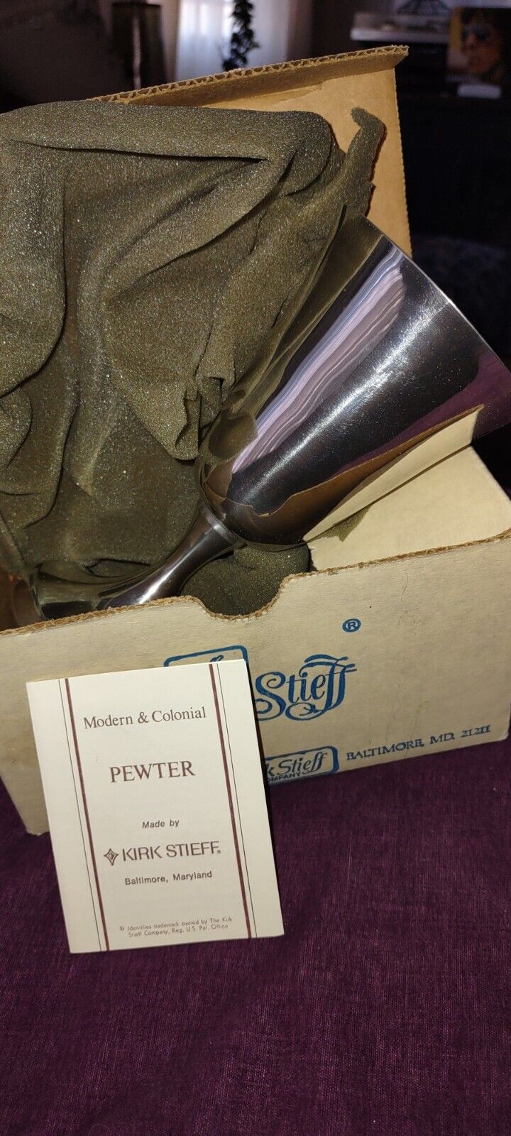 Vintage Kirk Stieff Pewter Water / Wine Goblets Set of 4 P104 Vintage 1 Blemish 