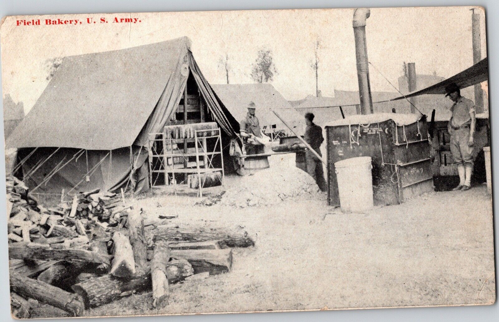 c. 1918 Vintage Real Photo Postcard RPPC WWI US Army Field Bakery - Great Gift