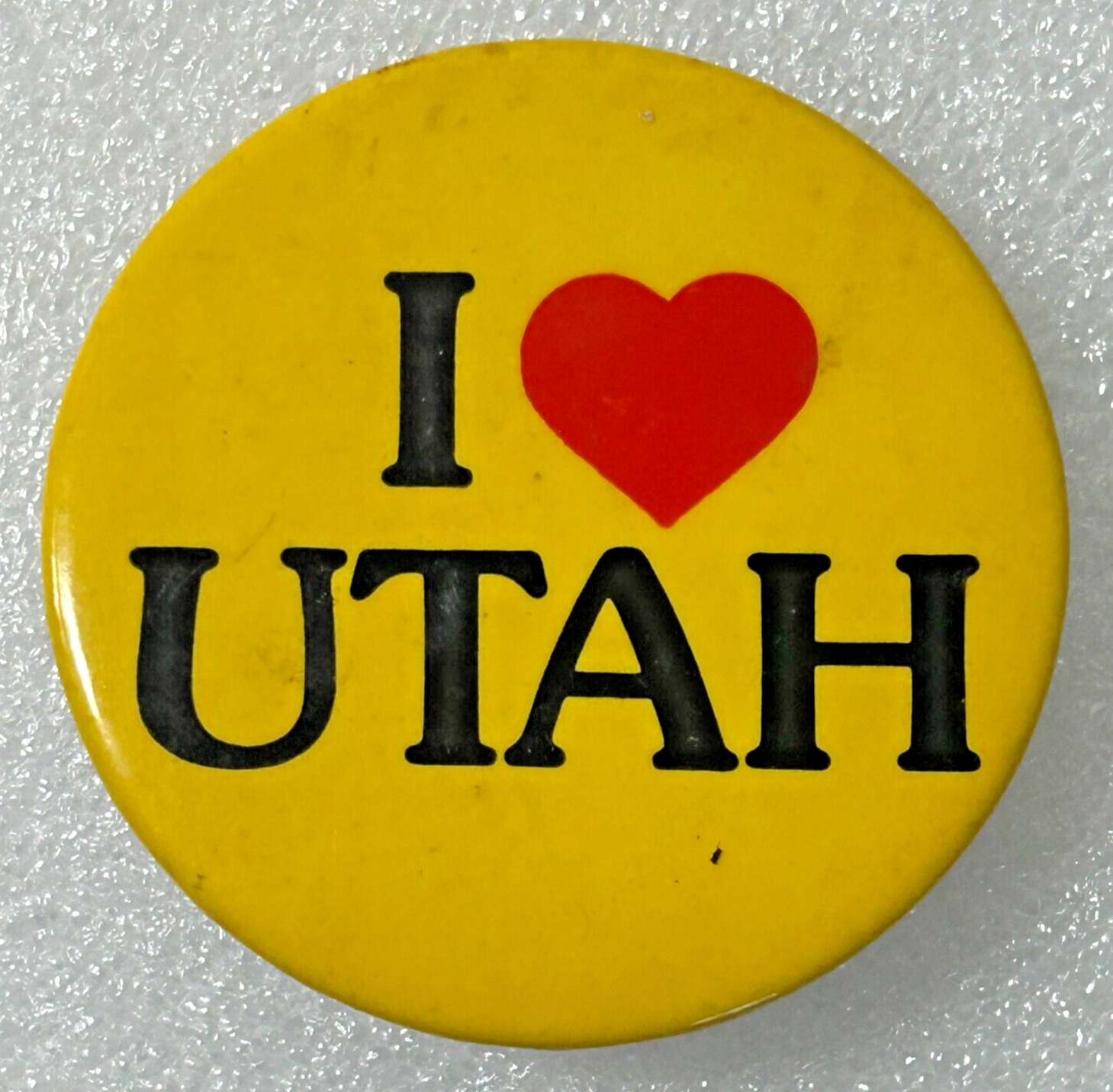 I Heart Love Utah Yellow Pin Pinback Button