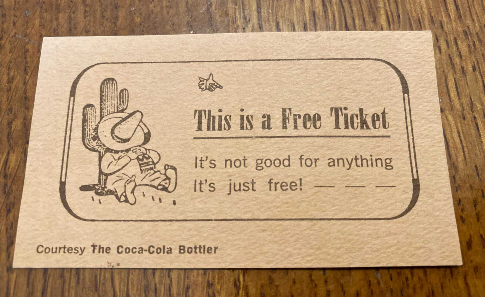 Rare The Coca-Cola Bottler Free Ticket Unused