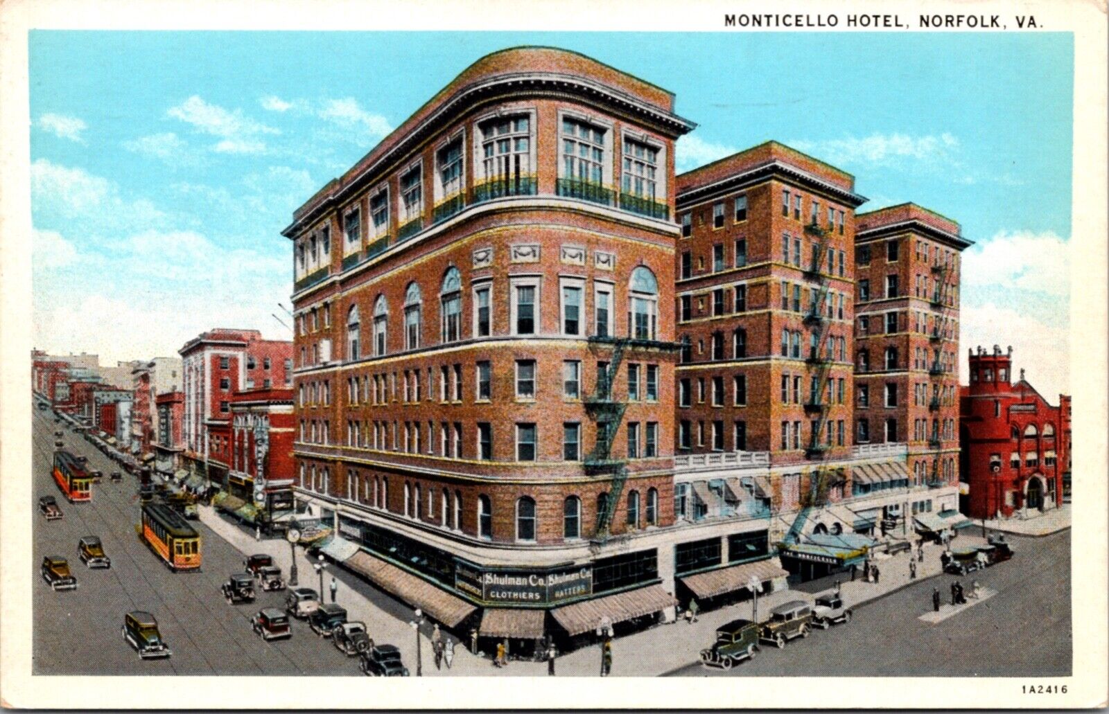 Postcard Monticello Hotel in Norfolk, Virginia
