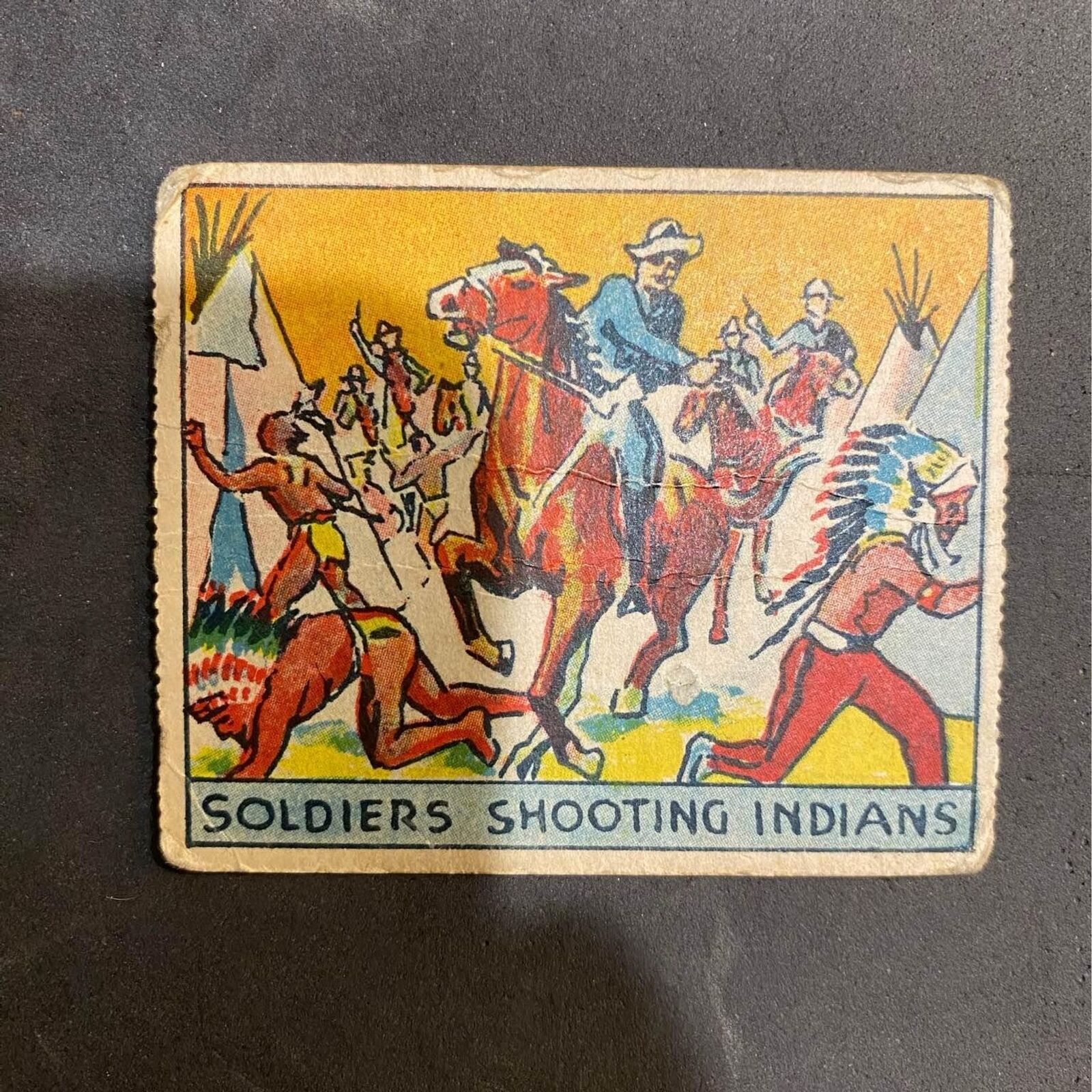1933 R128 Western Strip Card #39 Soldiers Shooting Indians