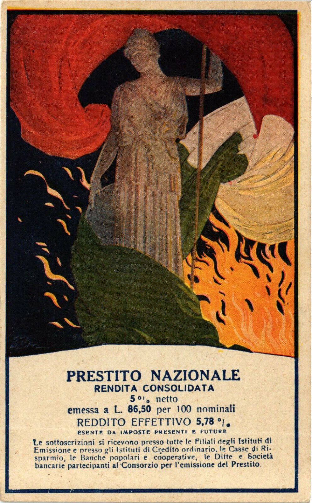 PC CPA ITALY, POLITICAL PROPAGANDA, NATIONAL LOAN, Vintage Postcard (b17812)