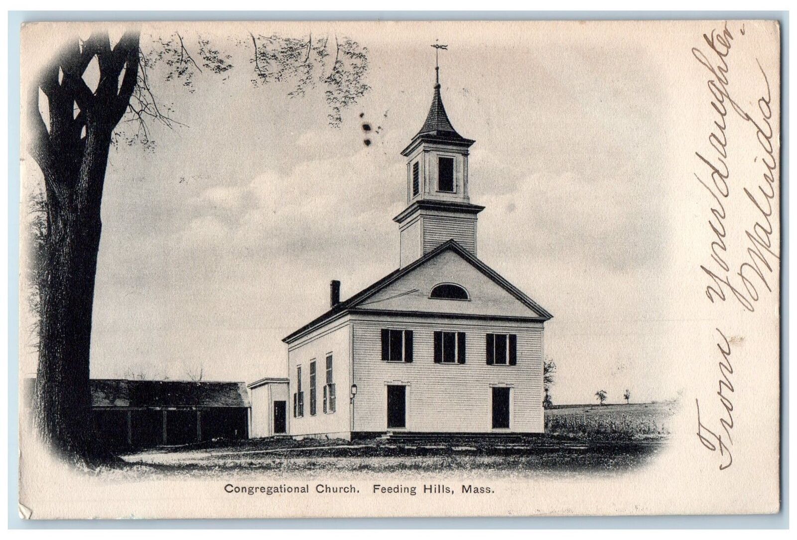 1906 Congregational Church Feeding Hills Massachusetts MA Antique Postcard
