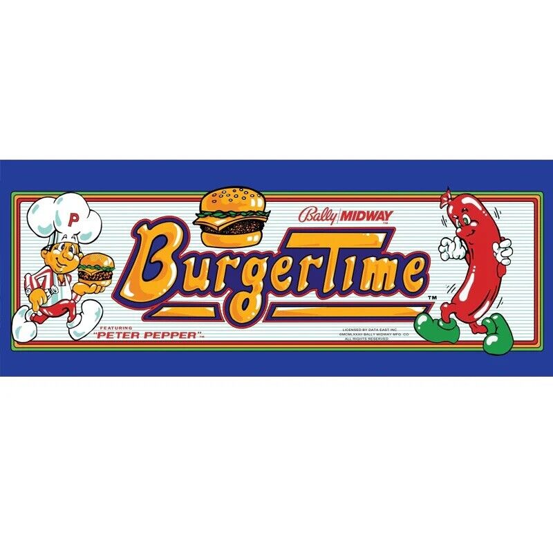 Burgertime Arcade Marquee High Quality Translite 23”x9”