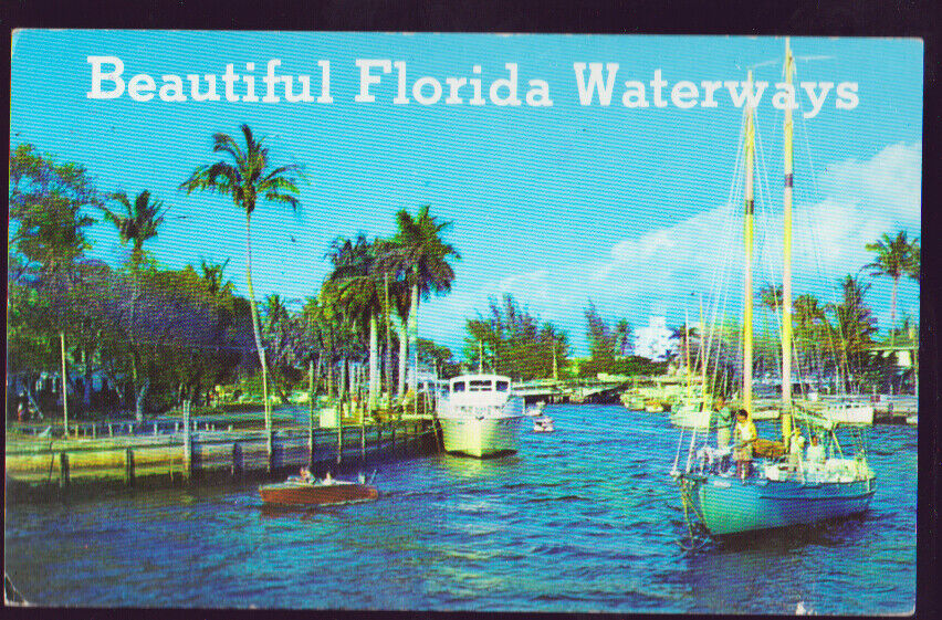 FLORIDA FL 1974 Beautiful Florida Waterways Boats Postcard