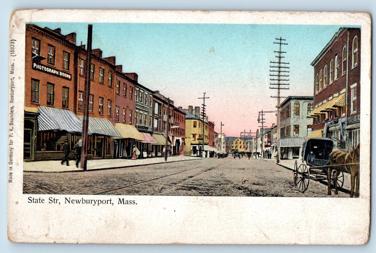 Newburyport Massachusetts MA Postcard State Str. Exterior Building c1905 Vintage