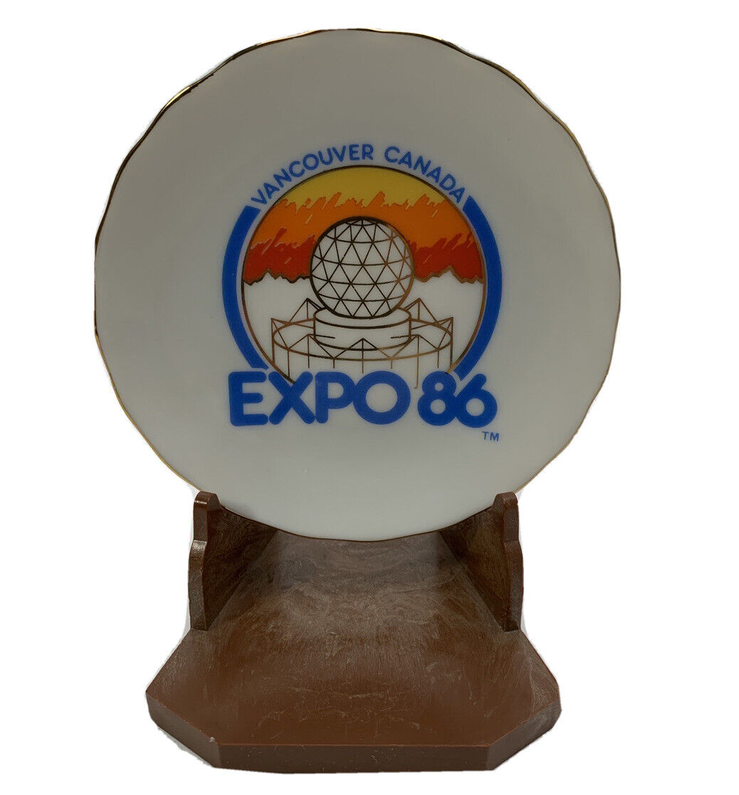 EXPO 86 Vancouver Canada Souvenir Plate With Stand 3.5 Inches (680)