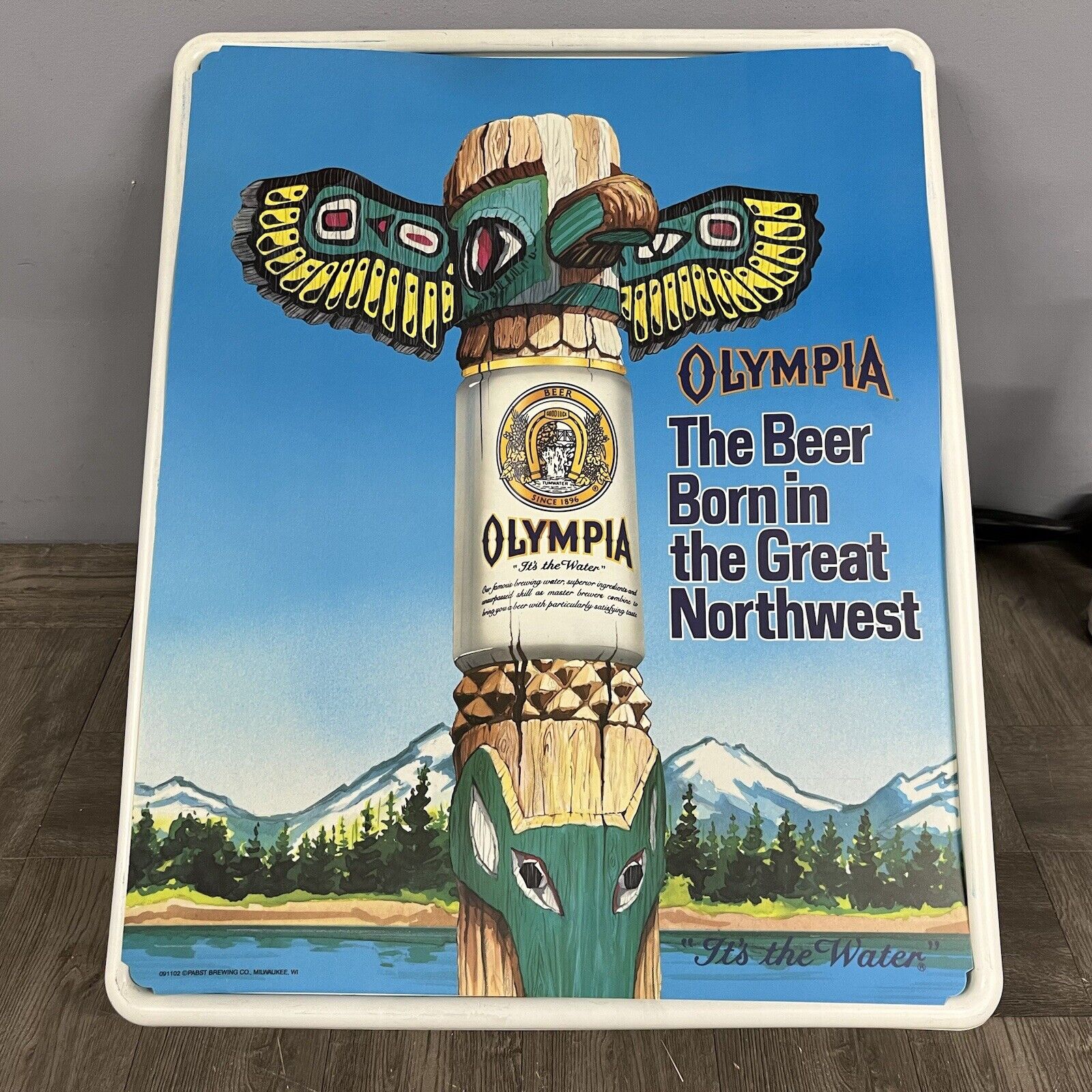 VTG New NOS Rare OLYMPIA Beer Advertising TOTEM POLE Sign Light Box W/ Bulbs