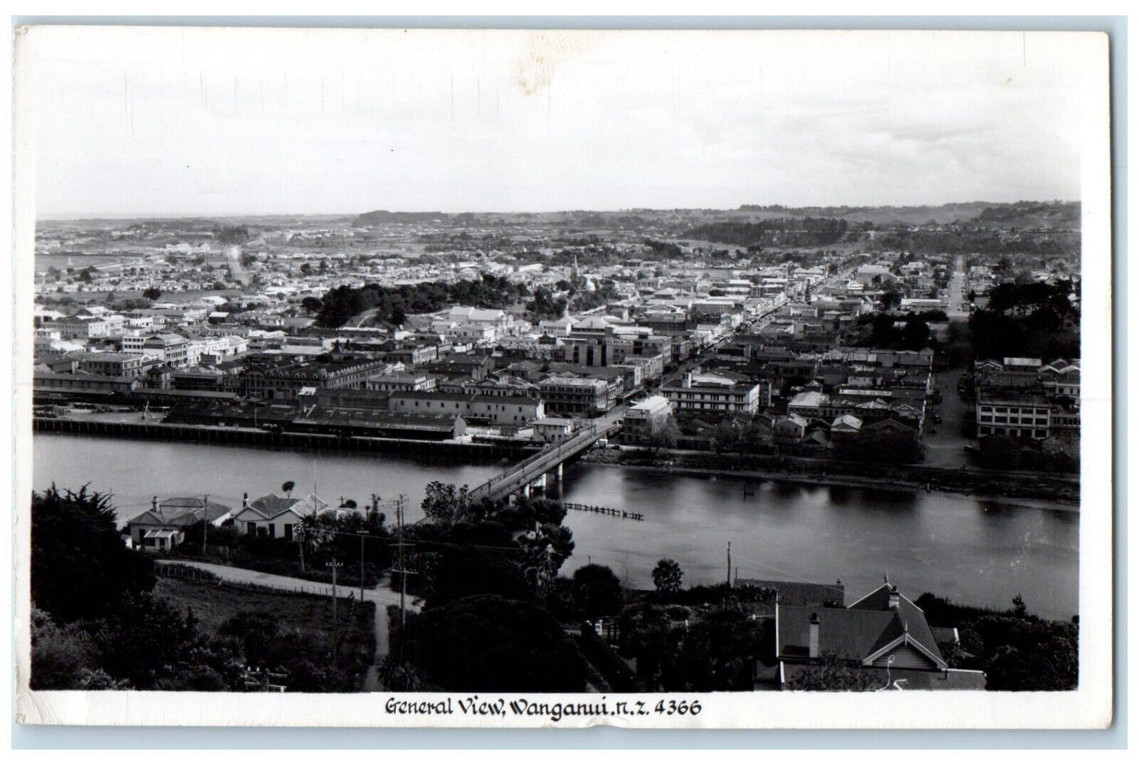 1941 General View Wanganui New Zealand Unposted RPPC Photo Postcard