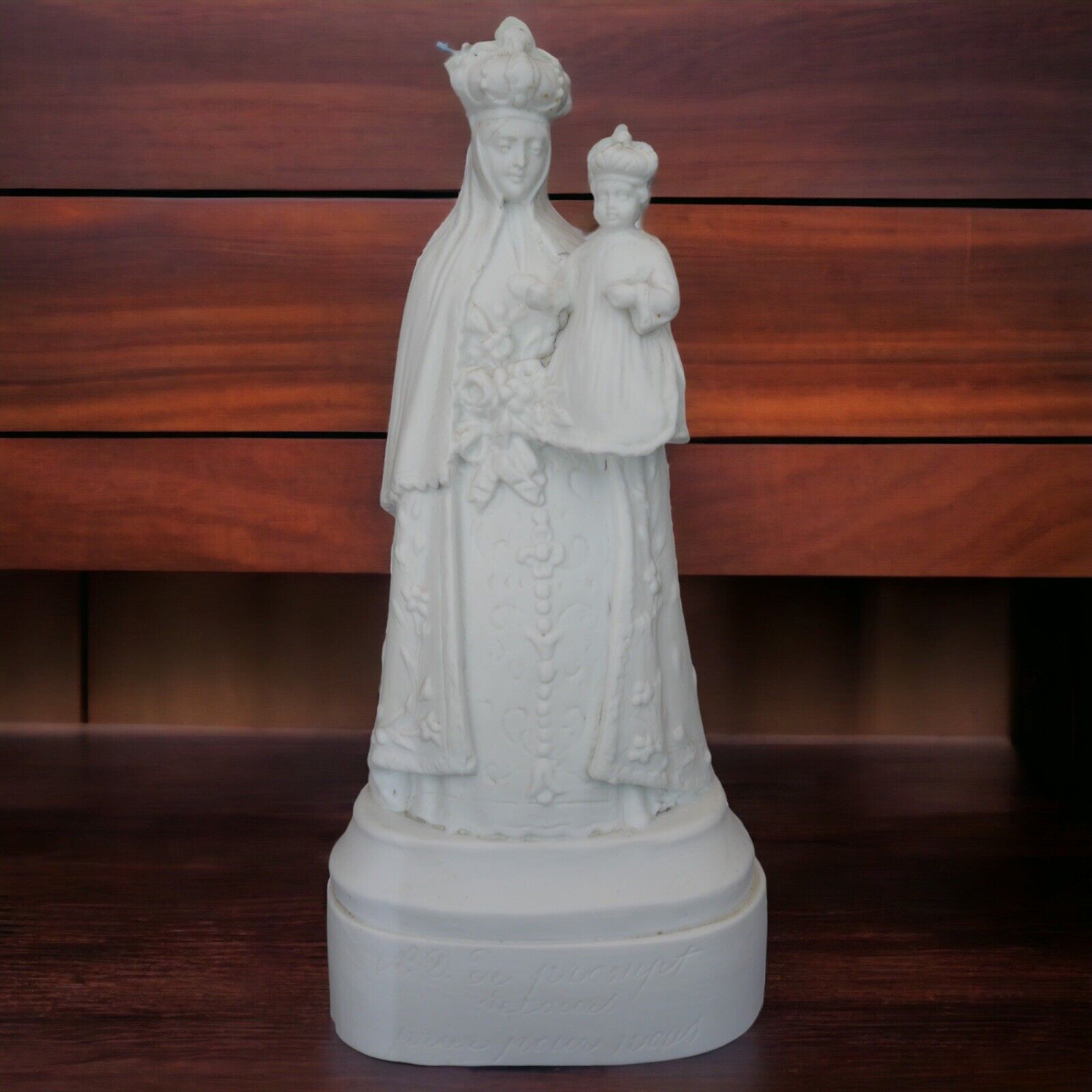 Late 19th Century French Parian Ware Bisque Madonna and Child Statuette