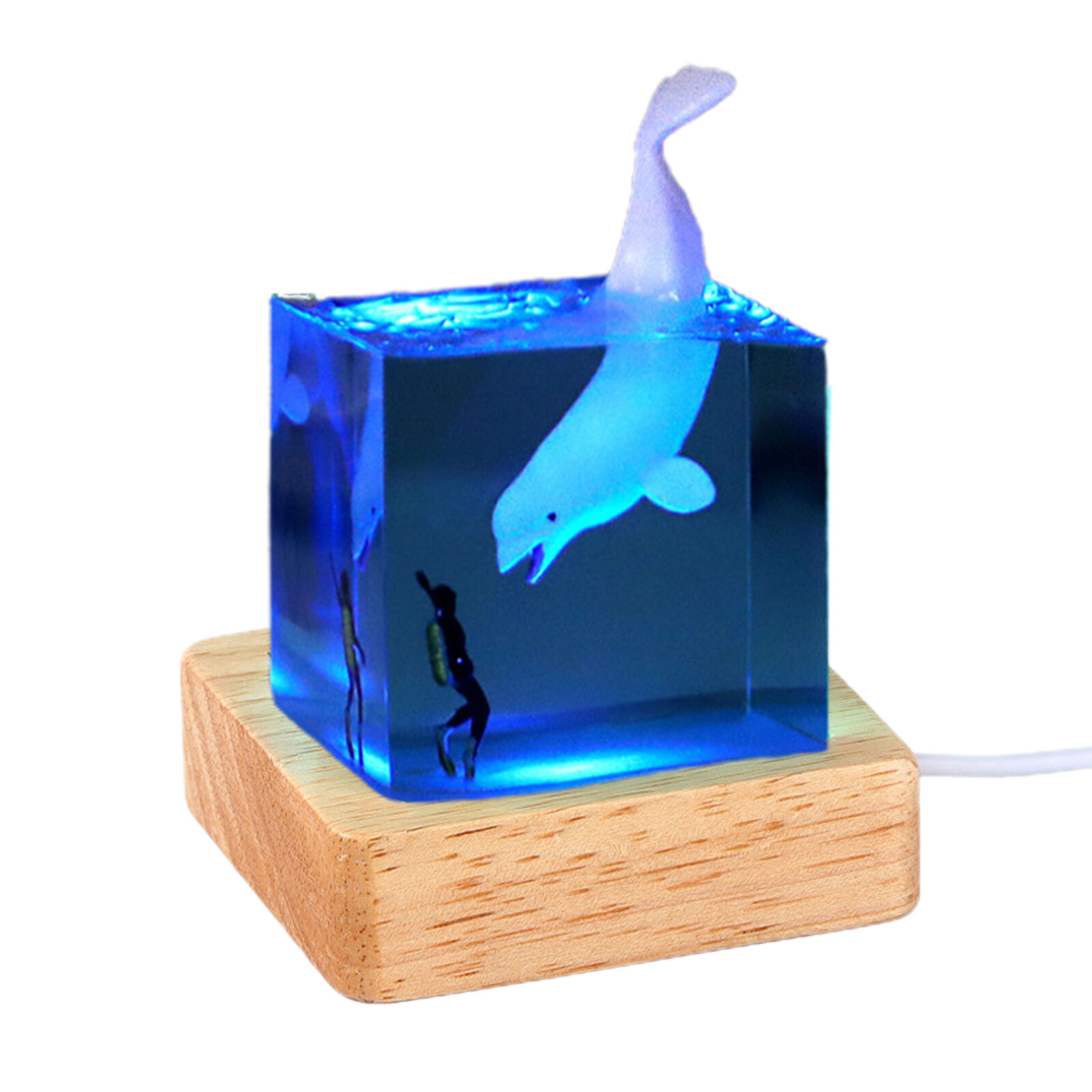 Ocean Whale Shark Diver Night Light Decoration Plug-in Colorful LED Lamp Gift