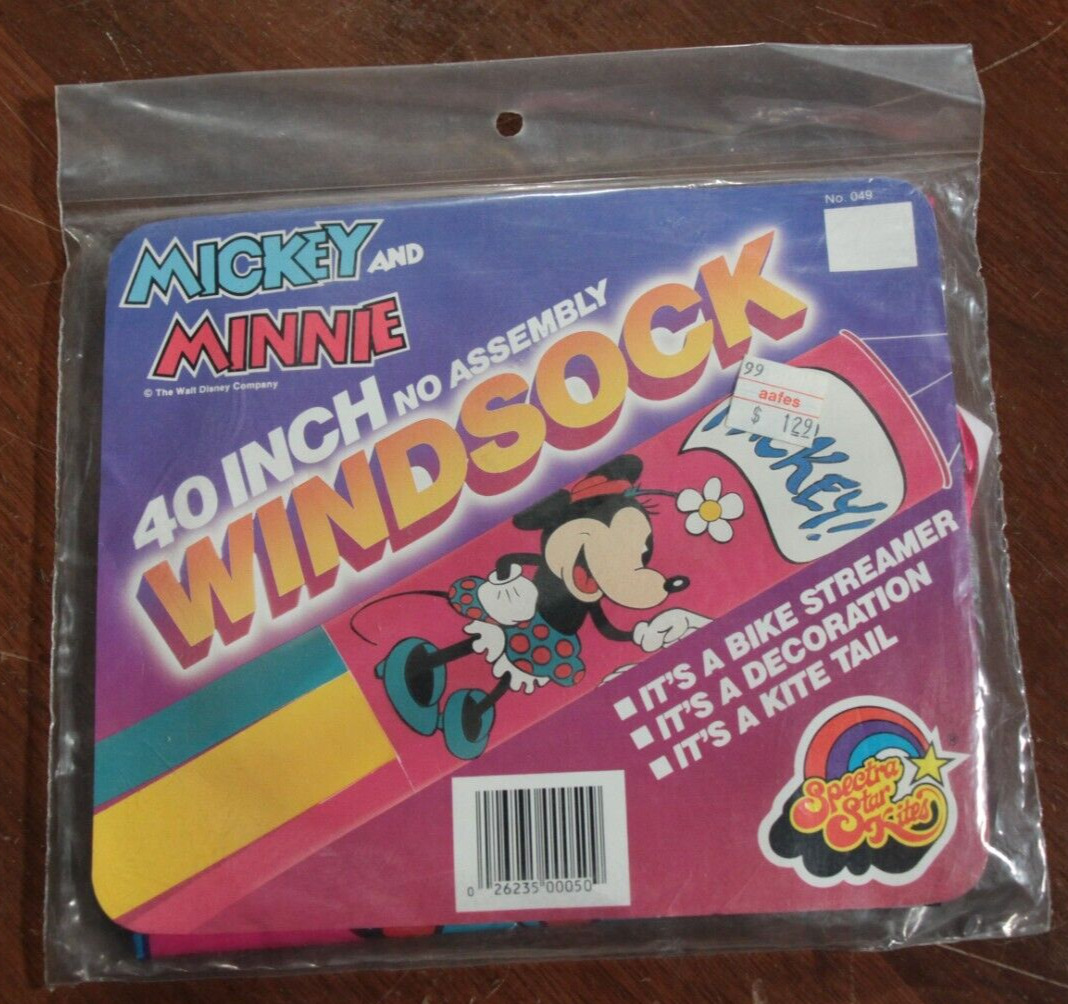 Vintage 90s Mickey and Minnie 40 Inch Windsock Walt Disney Spectra Star Kites