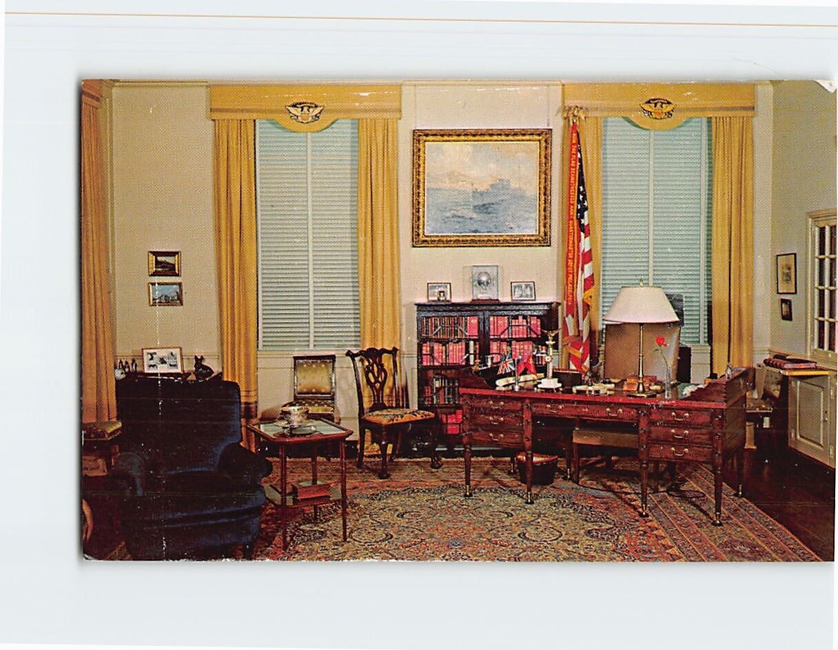Postcard Study Franklin Roosevelt Library & Museum Hyde Park New York USA