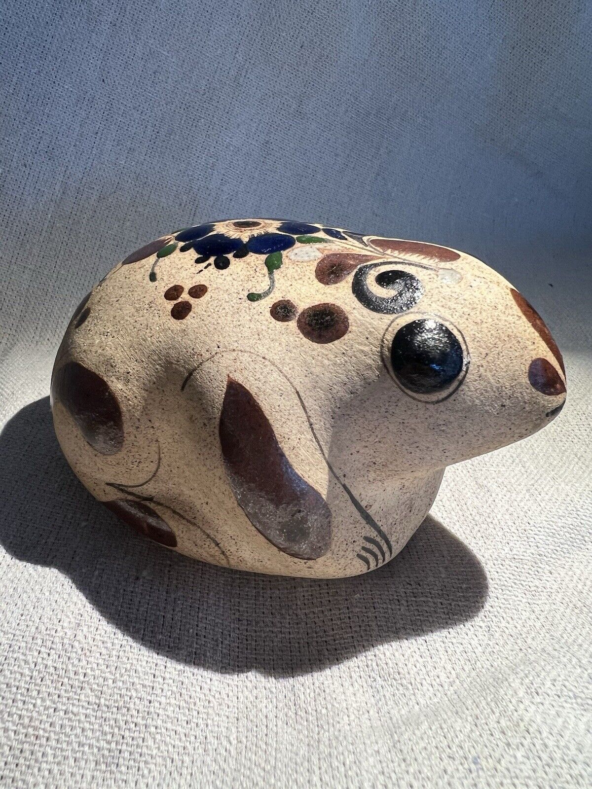Vintage Mexican Tonala NETZI Sandstone Pottery Frog