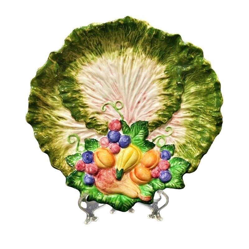 Fitz Floyd Cabbage Italian Fruit Serving Plate Platter Vintage 1990s 10 Inch
