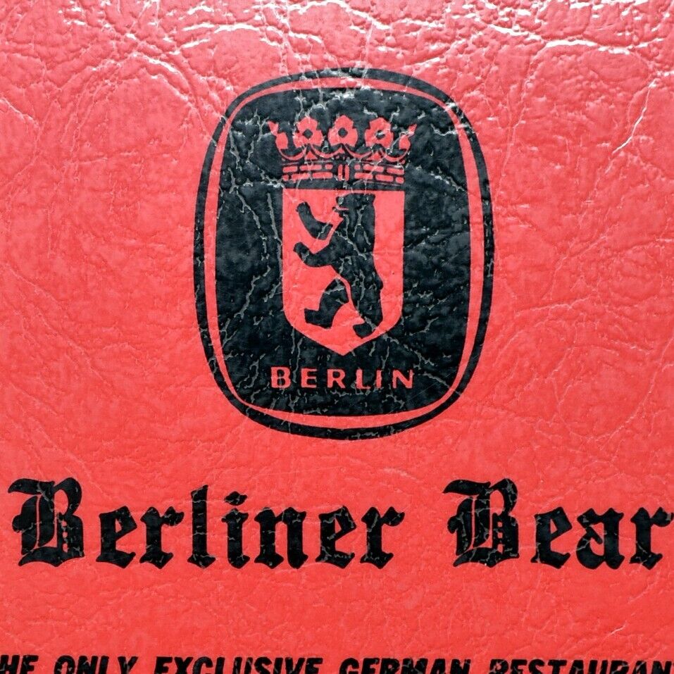 1970s Berliner Bear German Restaurant Menu Wornall Road Kansas City Missouri