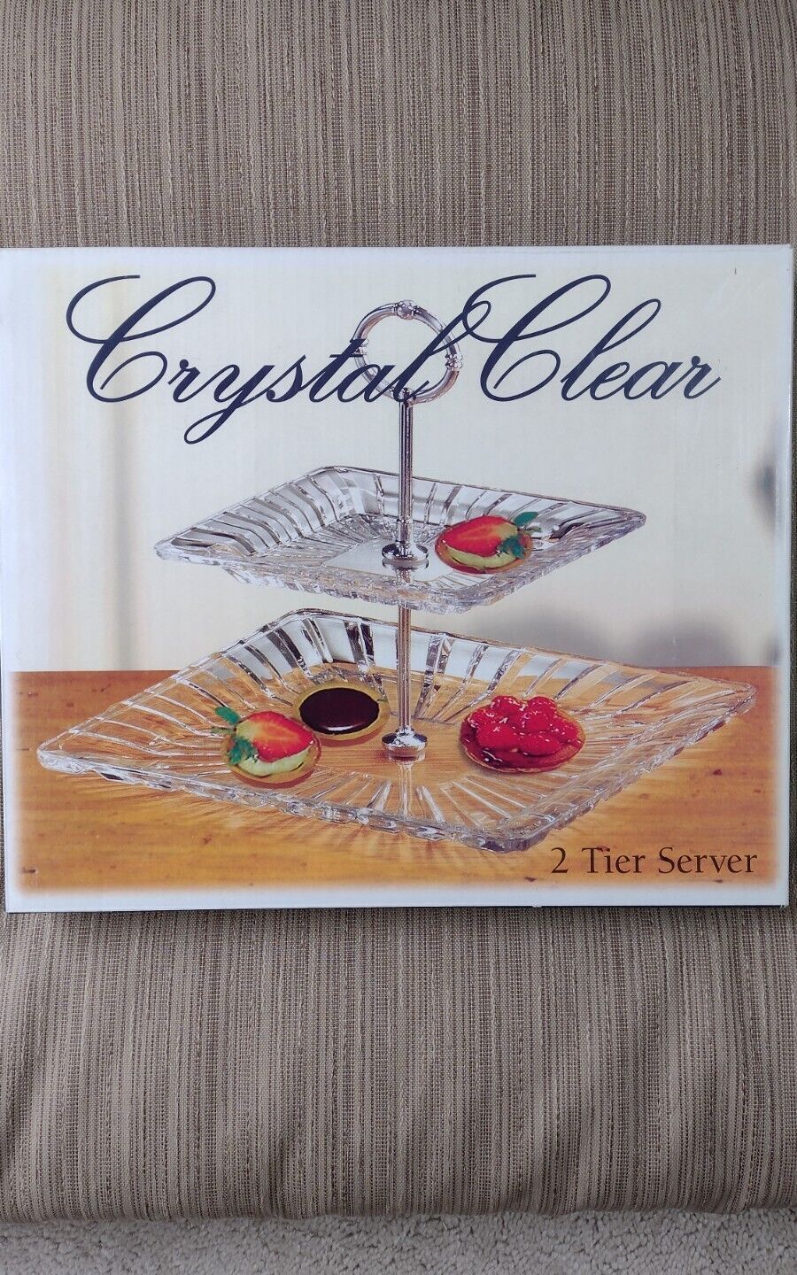 Crystal Clear \'ALEXANDRIA\' 2 Tier Server (Lead Free) Crystal NIB