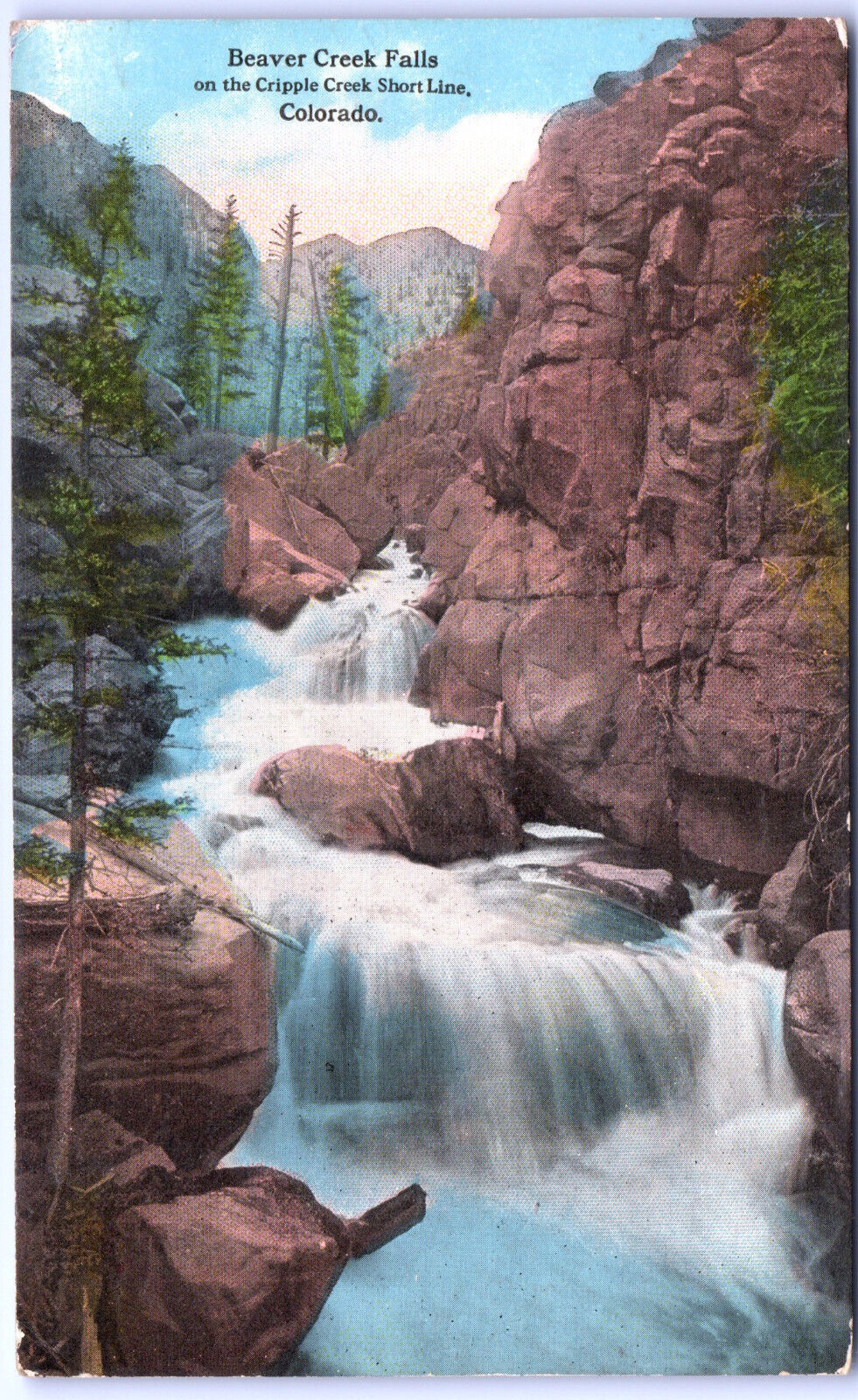 Postcard CO Beaver Creek Falls on Cripple Creek Short Line Colorado c.1910\'s M1
