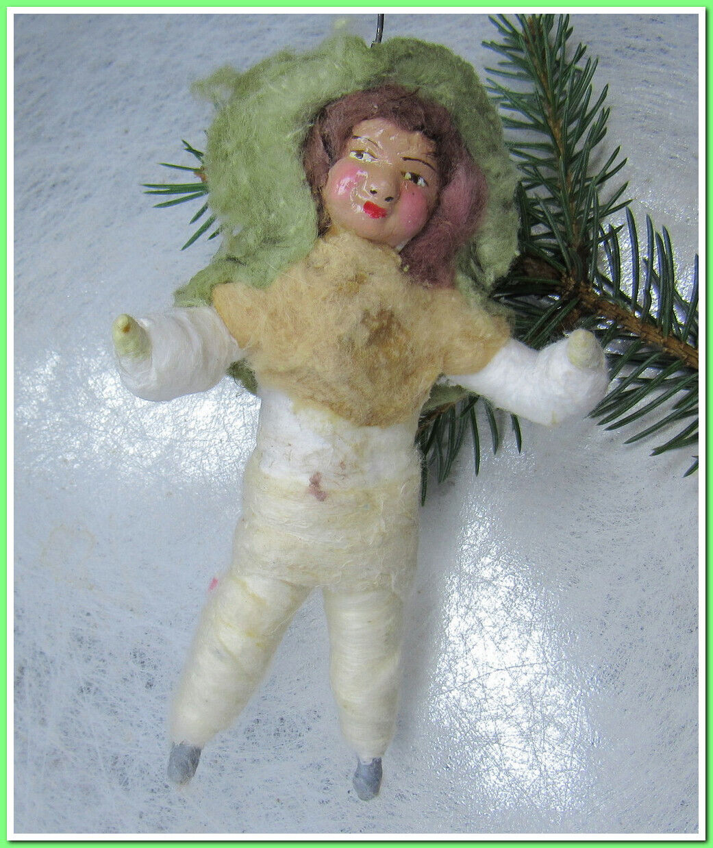 🎄Boy-Vintage antique Christmas German spun cotton ornament figure #81123